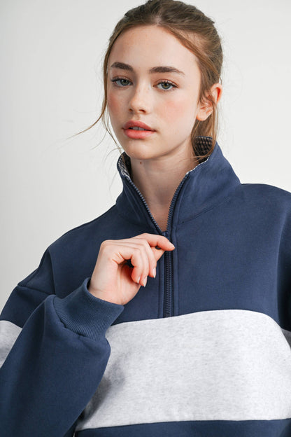 Colorblock Quarter-Zip Sweatshirt-BMT8510