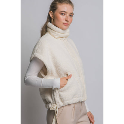 Sherpa Oversized Vest Button Tabs with Pockets