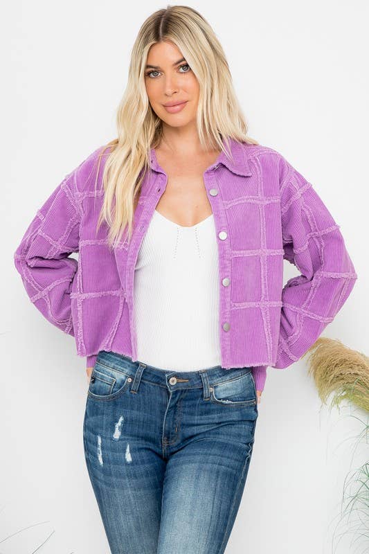 Heavy Washed Corduroy Patchwork Jacket