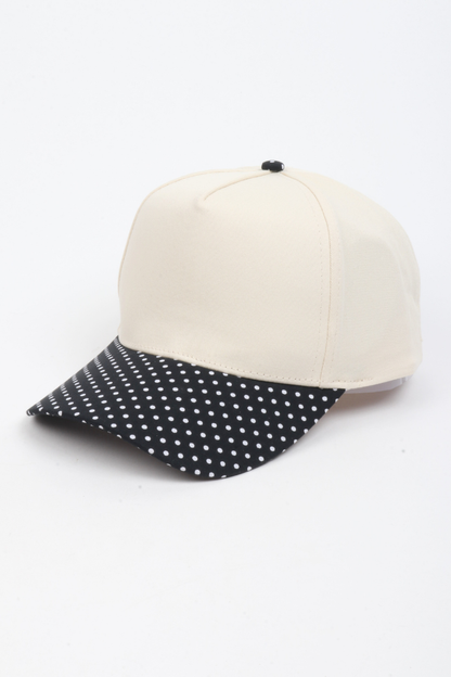 Polka Dot Printed Brim 5-Panel Two-Tone Cap – Trendy Casual