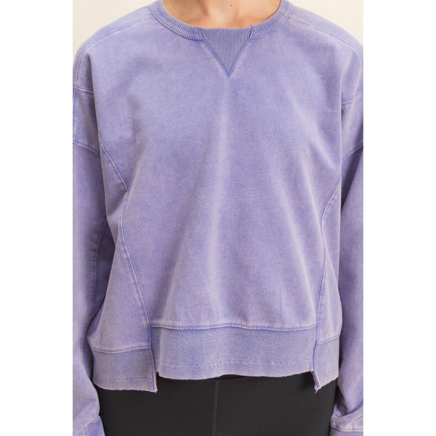 Oversized Crew Neck Sweatshirt With Raw Hem