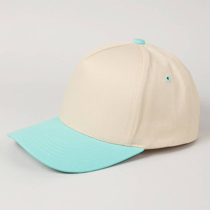 Kids Plain Two Tone Canvas Cotton Baseball Cap