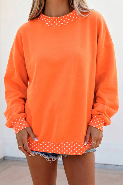 66 Plus Size Polka Dot Mock Neck Fleece Sweatshirt (S-4X)