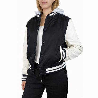 Women’s Hooded Varsity Jacket w/ Detachable Hood