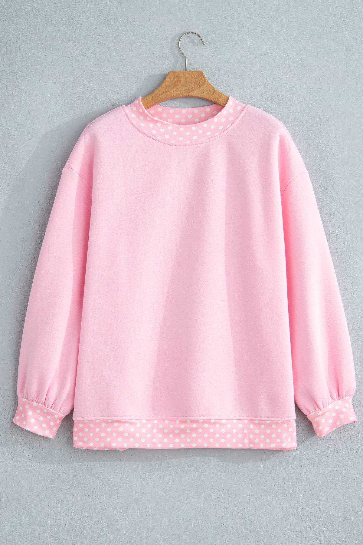 66 Plus Size Polka Dot Mock Neck Fleece Sweatshirt (S-4X)