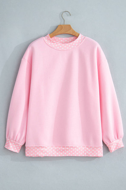 66 Plus Size Polka Dot Mock Neck Fleece Sweatshirt (S-4X)