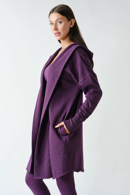 Open Front Longline Hoodie Cardigan
