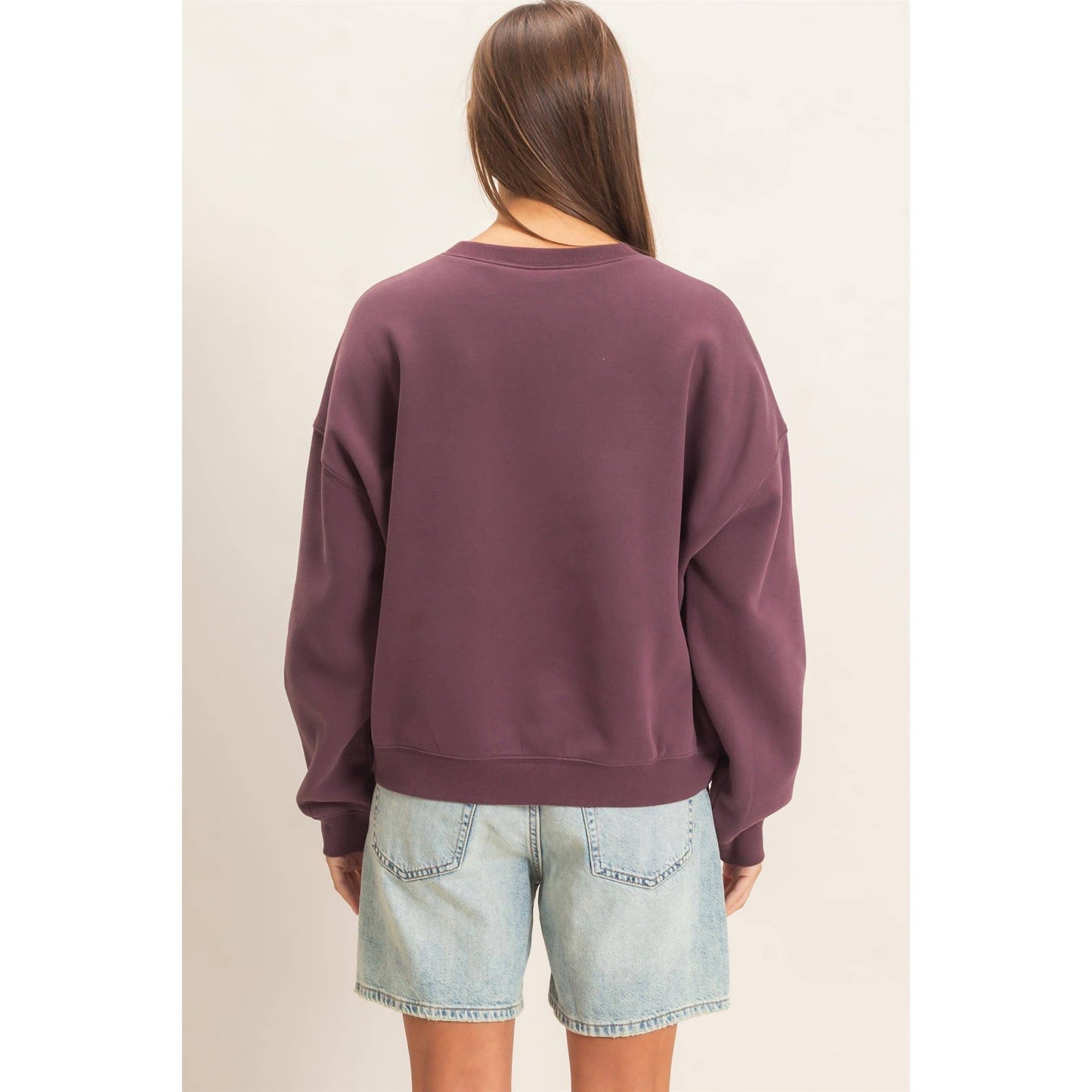 Floral Applique Crew Neck Sweatshirt