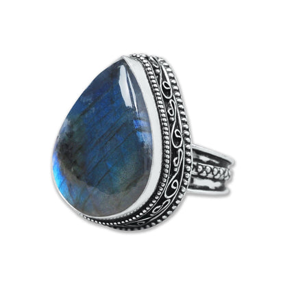 Artisanal Silver-Plated Statement Rings – Assorted Gemstones with Designer Bands (US Sizes 6–10, Non-Adjustable)