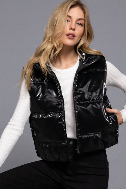 High Neck Zip Up Vest