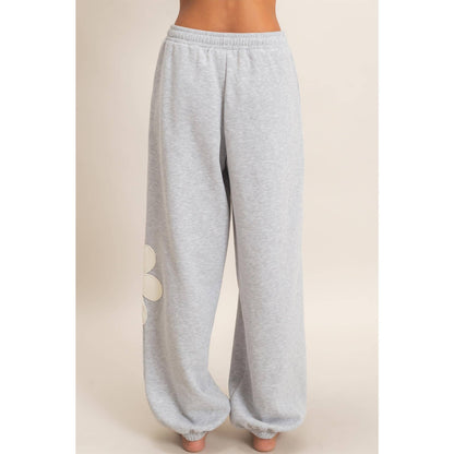Floral Applique Drawstring Jogger Pants