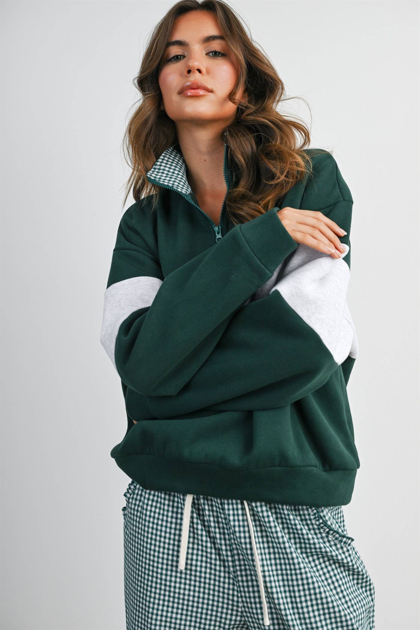 Colorblock Quarter-Zip Sweatshirt-BMT8510