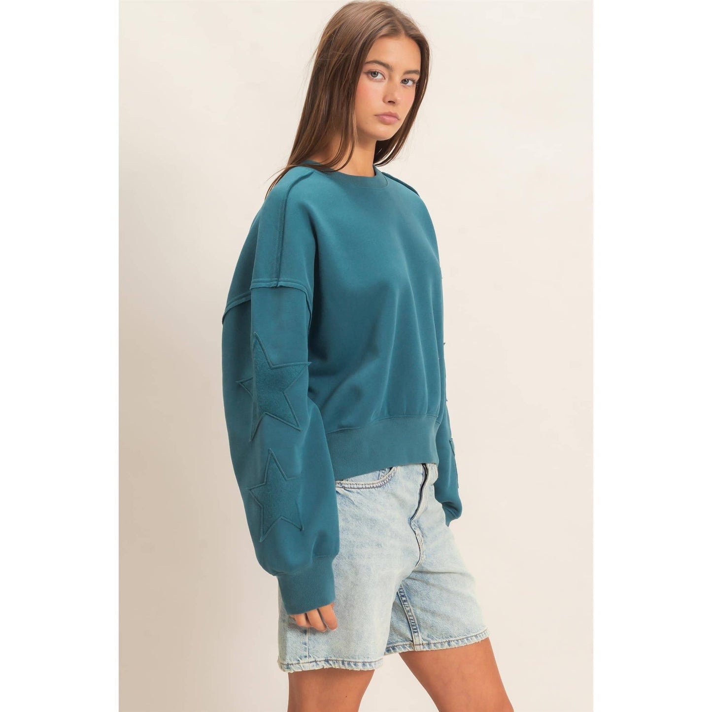 Star Patch Sleeve Sweatshirt