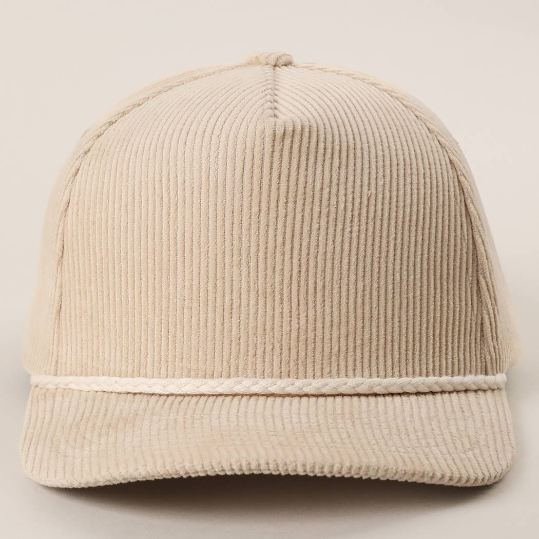 Solid Color Corduroy 5 Panel Rope Trucker Hat