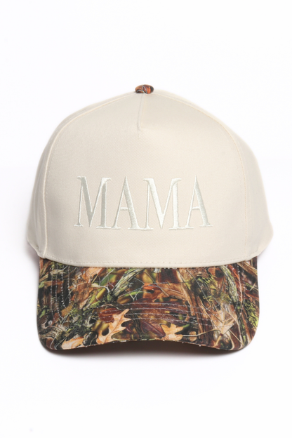 MAMA embroidery Camo Brim 5 Panel Two Tone Cap