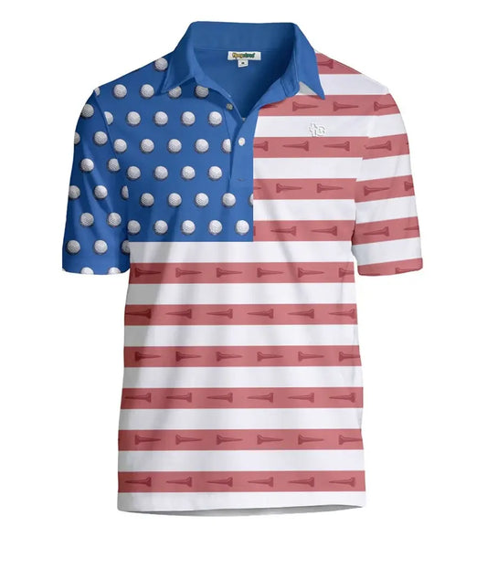 U-S-Ace Men's Golf Shirt - Patriotic American Flag Golf Polo