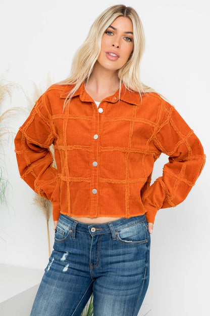 Heavy Washed Corduroy Patchwork Jacket