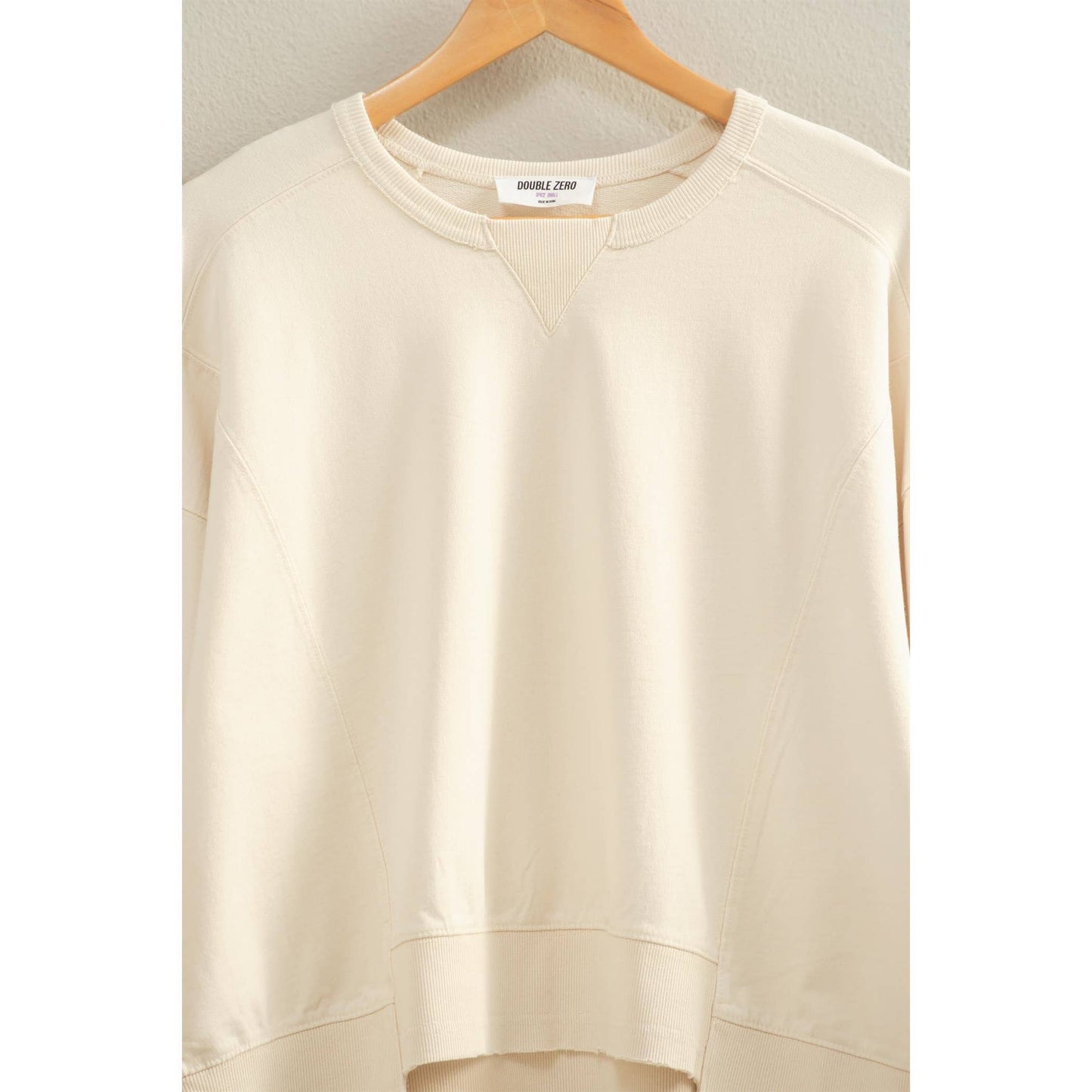 Oversized Crew Neck Sweatshirt With Raw Hem
