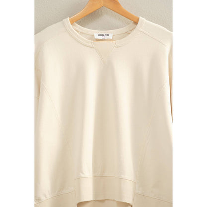 Oversized Crew Neck Sweatshirt With Raw Hem