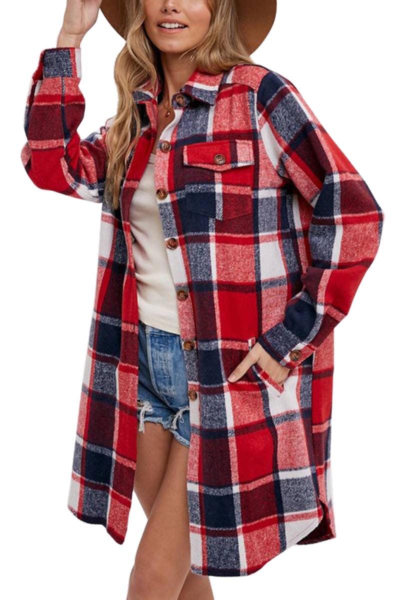 Flannel Plaid Longline Shacket