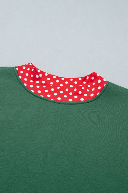 66 Plus Size Polka Dot Mock Neck Fleece Sweatshirt (S-4X)