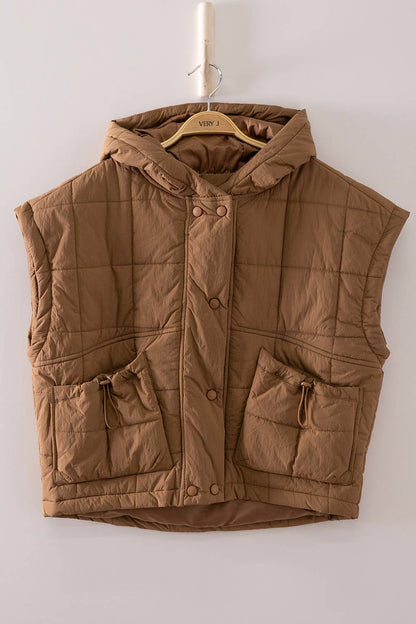 NJ90482-Quilted Hooded Puffer Vest