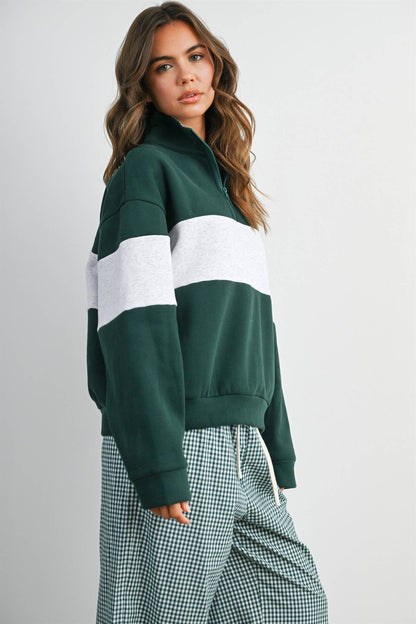 Colorblock Quarter-Zip Sweatshirt-BMT8510