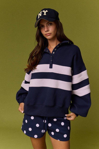 PT19959 Lottie Stripe Rugby Pullover