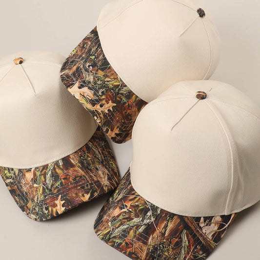 Camo Print Two-Tone Canvas Trucker Hat