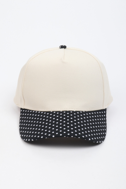 Polka Dot Printed Brim 5-Panel Two-Tone Cap – Trendy Casual