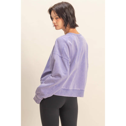 Oversized Crew Neck Sweatshirt With Raw Hem