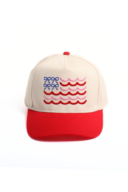 Bow American USA Flag 5 Panel Two Tone Caps