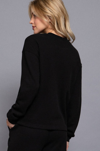 Long Sleeve Round Neck Soft Knit Top