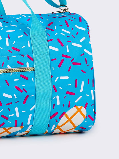 Blue Ice Cream Drip Pattern Canvas Duffle Bag
