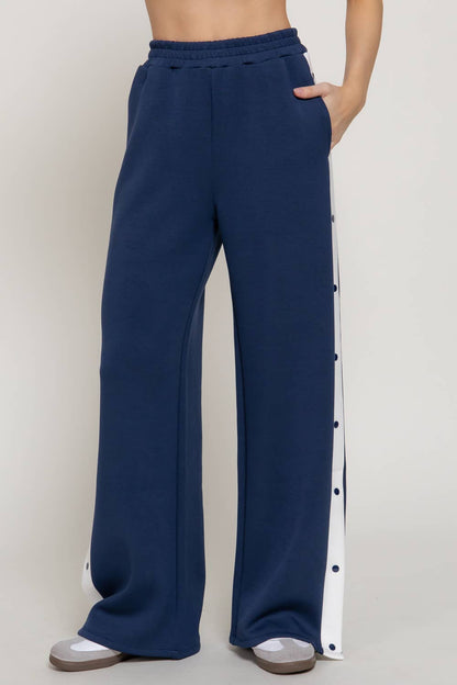 Soft Modal Scuba Side Contrasting Panels Straight Pants