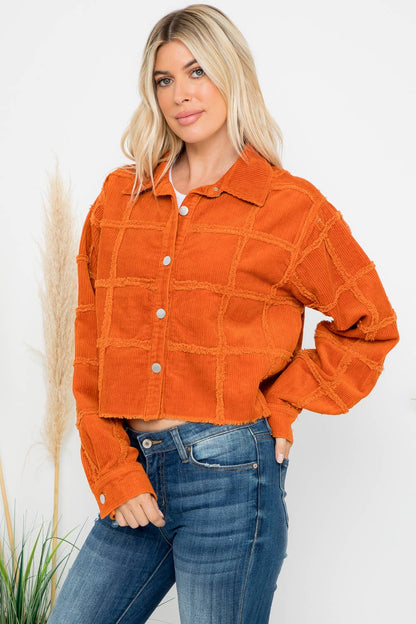 Heavy Washed Corduroy Patchwork Jacket