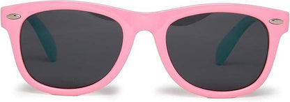 Kids Flexible Wire Sunglasses -Pink Turquoise/Smoke Lenses
