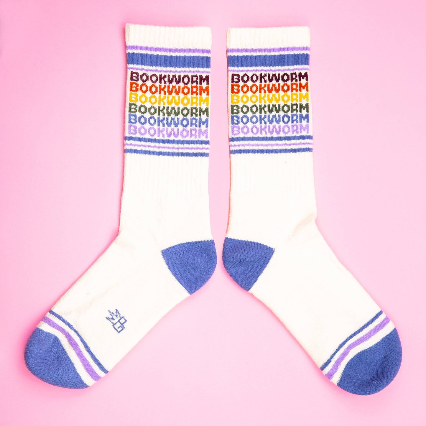 Bookworm - Vintage Rainbow repeat Gym Crew Socks