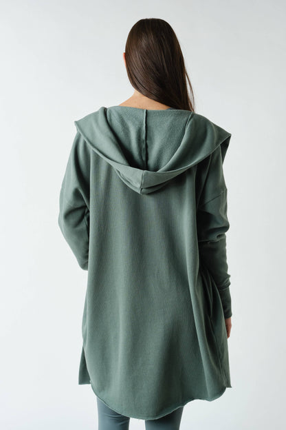 Open Front Longline Hoodie Cardigan