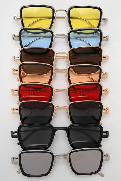 Tinted Lenses Metal Frame Rectangular Sunglasses