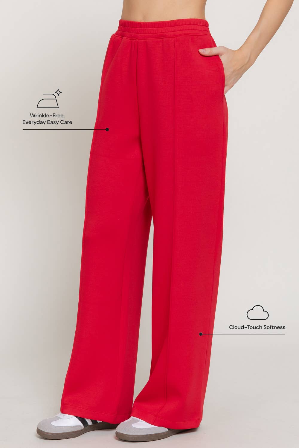 Elastic Waist Soft Modal Scuba Wide Pants