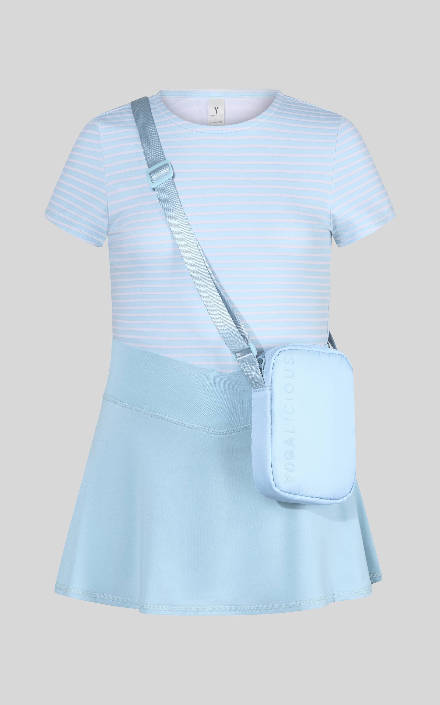 Little Girls Short Sleeve Tee, Crossover Skort, Fanny bag