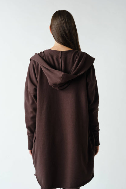 Open Front Longline Hoodie Cardigan