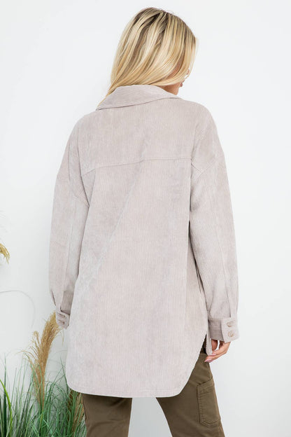Oversized 4 Pockets Corduroy Shacket
