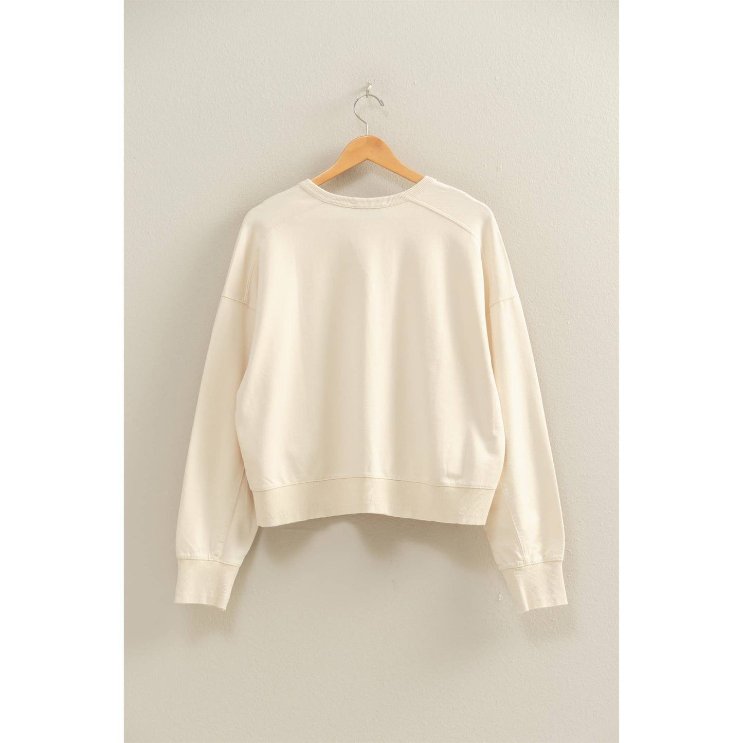 Oversized Crew Neck Sweatshirt With Raw Hem