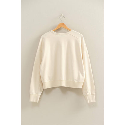 Oversized Crew Neck Sweatshirt With Raw Hem