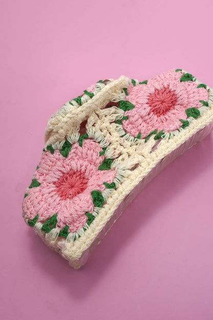 JUMBO HANDMADE CROCHET FLORAL HAIR CLAW CLIPS | 40H938