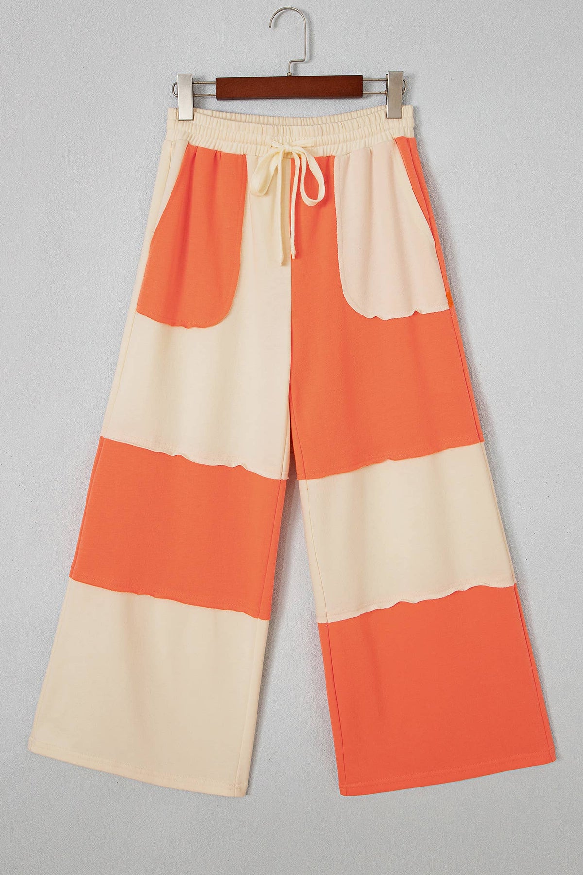 66 High Waist Color Block Patchwork Wide Leg Pants (S-XL)