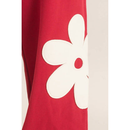 Floral Applique Drawstring Jogger Pants