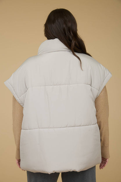 PLUS OVERSIZED SNAP BUTTON PUFFER VEST